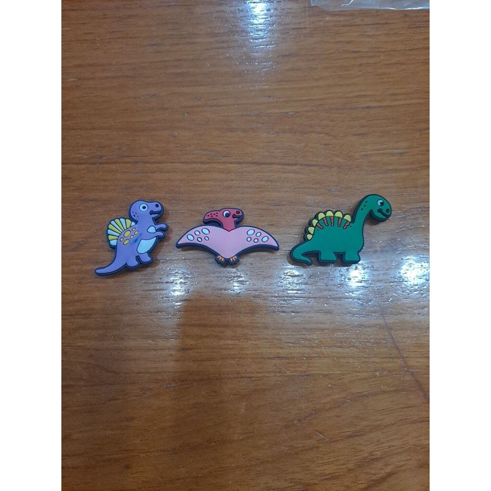 Lot Of 3 Dinosaur Themed Croc Charm Jibz
